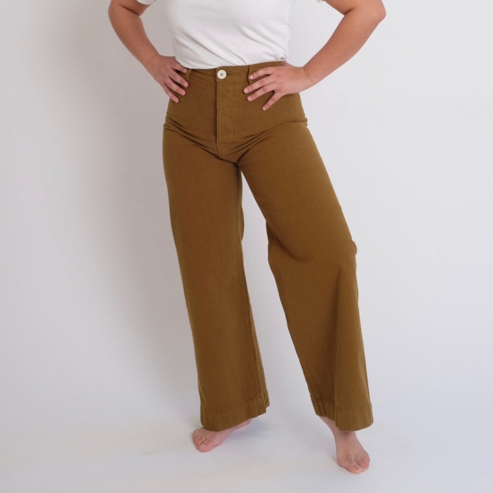 Jesse Kamm Wide Leg Pants in Olive Brown